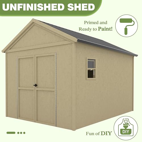 Yardenaler PG0301-19-K 12X8.7 Ft Wood Outdoor Storage Shed, Diy Garden Tool Shed Kit thumb #6