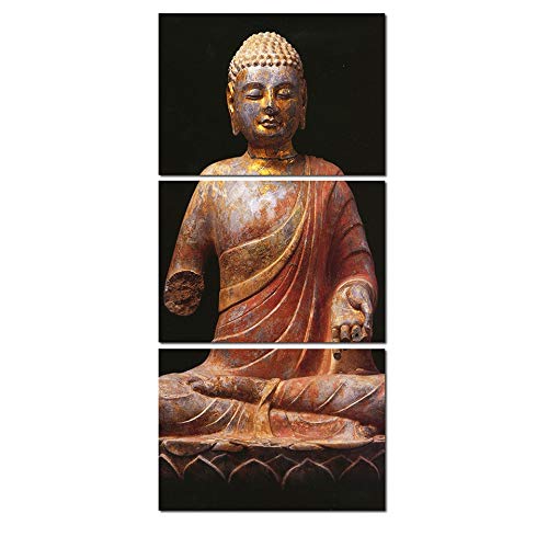 Impression sur toile Bouddha en 3 pièces pour décoration murale du salon