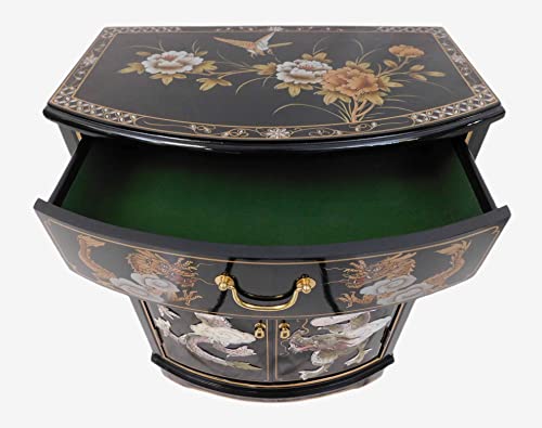 Oriental Furnishings Dragon Mother Of Pearl Inlaid Cabinet With Drawer And Doors. #TOP4