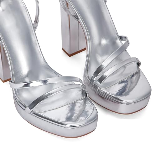 GENSHUO Women's Platform Chunky High Heels Square Toe Ankle Strap Heel Sandals Strappy Wedding Party Dress shoes3