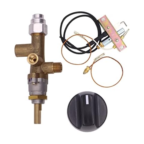 METER STAR Propane Fire Pit Main Control Brass Safety Valve,Gas Room Heater Pilot Burner Assembly Parts Thermocouple Safety Device Ignition Component Pilot Assembly Kit Cover