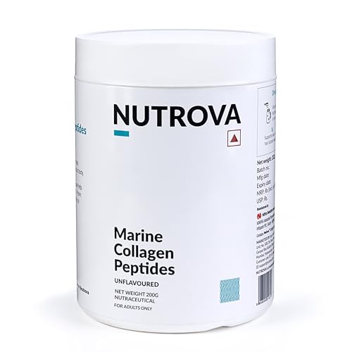 Image of NUTROVA Marine Collagen Peptides | Collagen Supplements for Men & Women | Healthy Skin, Hair, Nails & Bones | Anti-Aging | Unflavoured Easy-Mix Powder | Neutral Smell and Taste | 200 g