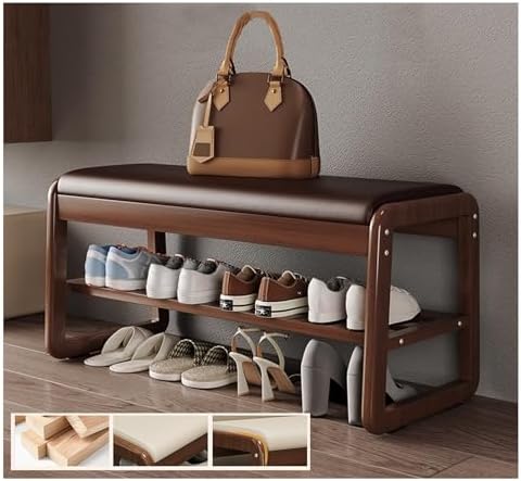 Benches Garden Bench Outdoor Patio Seating Backless Park Chair Lawn Path Slatted Seats,Entryway Bench Shoe Shelf with Seat Cushion，Entryway sit Down Bench with Shoe Storage， 2in1， Strong Loa