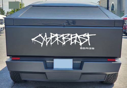 CrispConcept Tailgate Graffiti Cyberbeast Logo Vinyl Decal for Tesla Cybertruck (Glossy White)
