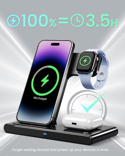 Getpals WIRELESS CHARGING STATION Wireless Charger Iphone Charging Station: 3 In 1 Charger Stand Multiple Devices thumb #4