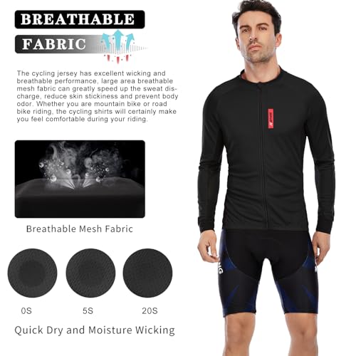 Foto von MEETWEE Herren Radtrikot, Langarm Fahrradtrikot Reißverschluss Fahrradbekleidung Radshirt Fahrradshirts für Männer, Atmungsaktive Cycling Jersey Schnell Trocknen Radsport Bekleidung