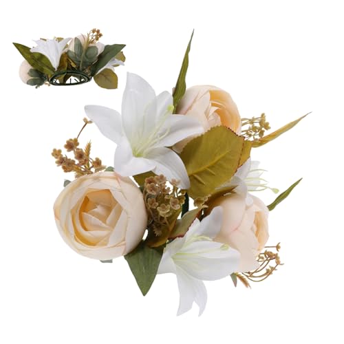 EXAOMBLE Centrotavola Floreale Ghirlanda Gigli Artificiali Portacandele Per Decorazioni Nuziali Feste e Ricevimenti Primaverili