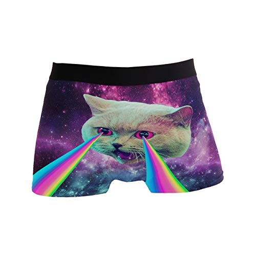 Zzkko Galaxy Cat Laser Mens Boxer Briefs Underwear Breathable Stretch Boxer Trunk With Pouch S #TOP23