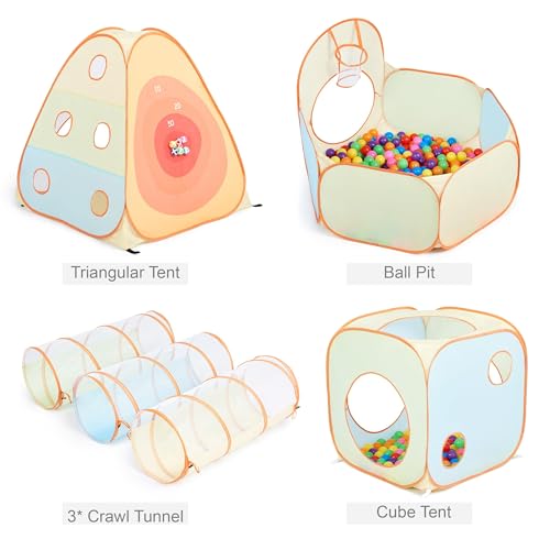 image for UTEX 3 in 1 Pop Up Play Tent with Tunnel, Ball Pit for Kids, Boys, Gir