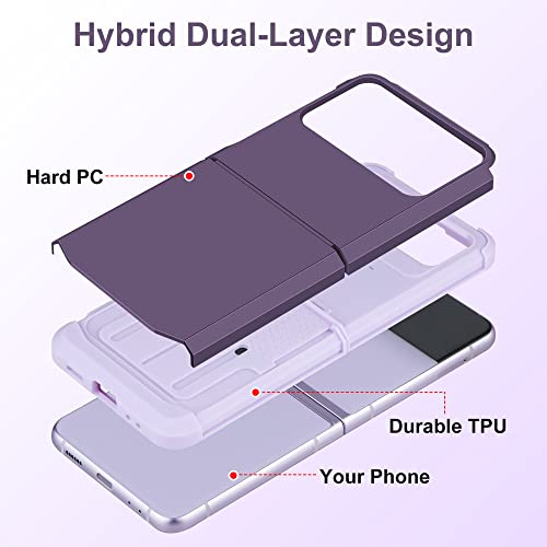 Image of SAMONPOW for Samsung Galaxy Z Flip 4 Case, Z Flip 4 Case with Upgraded Hinge Protection Dual Layer Hard PC Soft TPU Bumper Full Body Shockproof Flip 4 Phone Case for Galaxy Z Flip 4 5G (Purple)