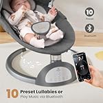 Electric Baby Swing for Infants to Toddler, Bluetooth Baby Rocker with Music Speaker, Protable Bouncer, 5 Sway Speeds 3 Seat Positions, Remote Control for Indoor, Boy, Girl - Image 5