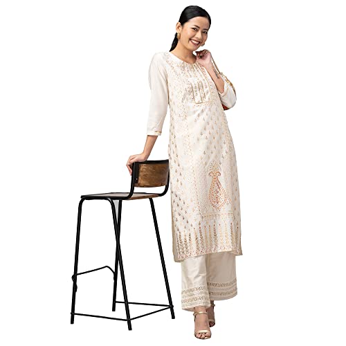 Image of Globus Women's Viscose Regular Fit Ethnic Motifs Printed Kurta