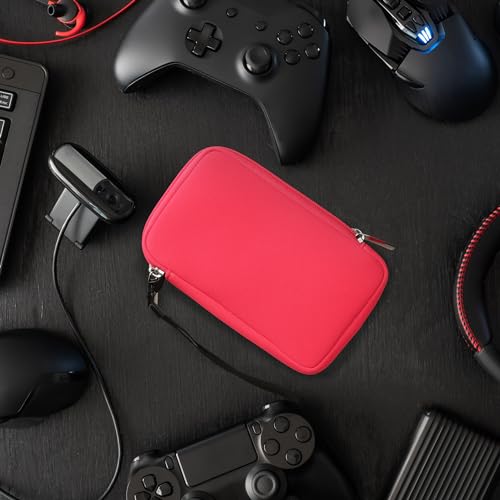 Image of kwmobile Carrying Case Compatible with Nintendo 3DS XL - Neoprene Console Pouch with Zipper - Neon Pink