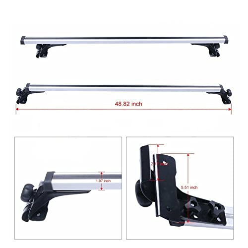 GXYWADY Universal Roof Rack Cross Bars 48 330LB Car Top Roof Cross Bar Luggage Cargo Carrier Rack w/ 3 Kinds Clamp Silver