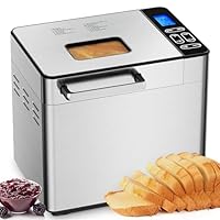 EUHOMY Bread Maker Machine 13-in-1 Bread Machine, Dough Maker, Auto Nut Dispenser & Ceramic Pan, 2LB and 3 Loaf Sizes & 3 Crust Colors, 650W Bread Machine with Keep Warm Set, Whole Wheat
