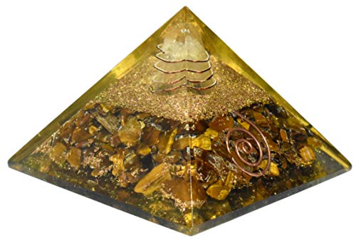 Healings4u Orgone Pyramid Tiger Eye Size 2-2.5 inch Natural Reiki Healing Meditation Orgonite Pyramid