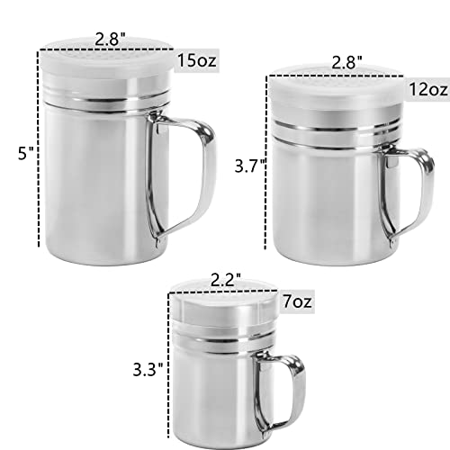 Dicunoy 6 Pack Stainless Steel Dredge Shaker, Metal Salt And Pepper Shaker With Lid And Handle, Restaurant Griddle Seasoning Spice Condiment Bottle Container For Kitchen, Bbq, Baking, 5Oz, 7Oz, 12Oz #TOP1