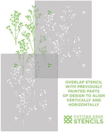 Miniatura 7 de Plantilla de pared Sprigs Allover Stencil - Plantillas florales para paredes - Diseños de plantillas de flores - Plantilla reutilizable para pintar