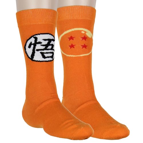Dragon Ball Z Socks 2-Pack Dragon Ball Super Goku Casual Novelty Character Knit Men's Knit Crew Socks Fits Shoe Size 8-12