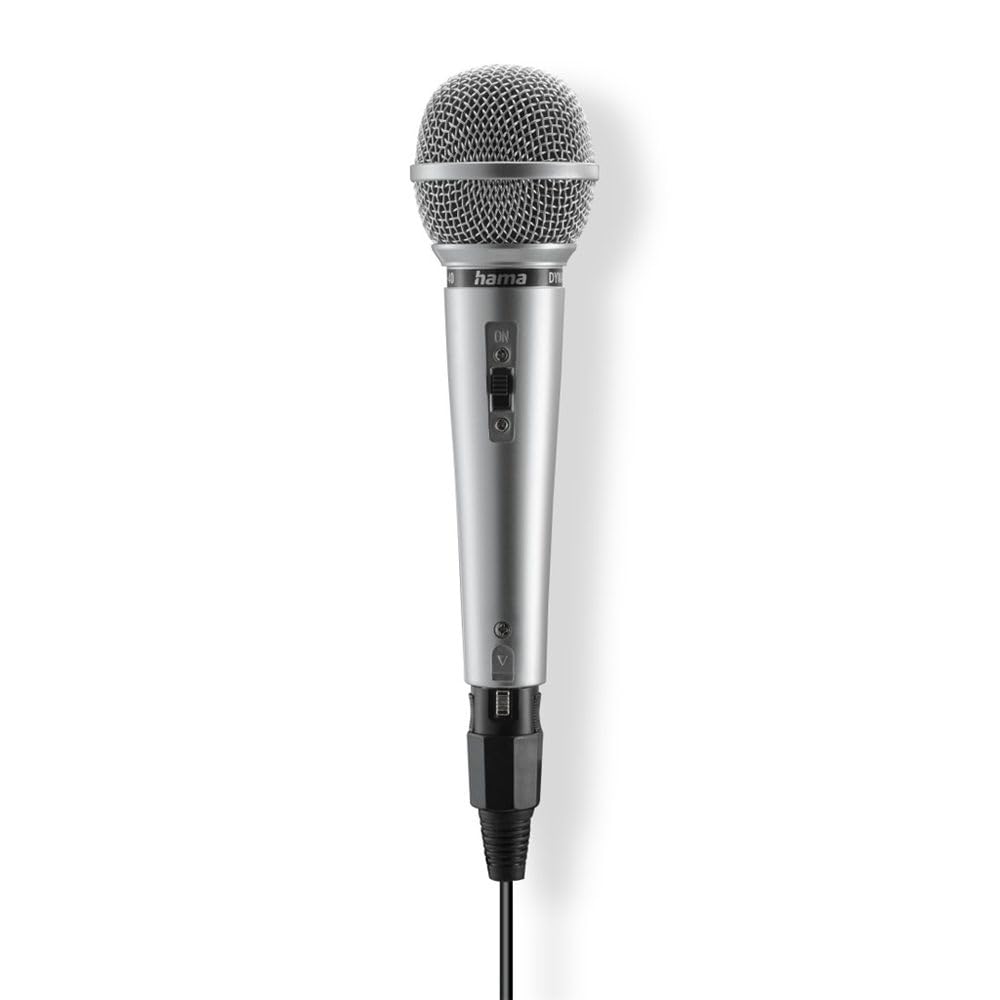 Hama “Jam Star” Dynamic Microphone, Jack Cable 3 m + Adapter, On/Off, Silber
