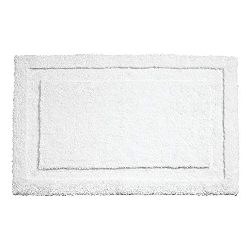 mDesign Soft Microfiber Polyester Spa Rugs for Bathroom Vanity, Tub/Shower - Water Absorbent, Machine Washable - Includes Plush Non-Slip Rectangular Accent Rug Mats in 3 Sizes - Set of 3 - Pure White
