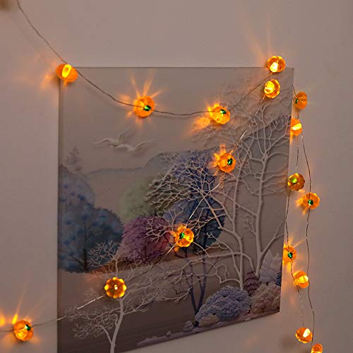 Pumpkin Light String, 3 m, 30 LED, lumière féerique, fonctionne sur piles, avec minuteur à intensité variable, 8 modes, éclairage citrouille pour festival et fête Cover