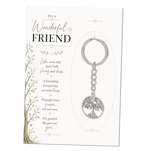 Perfect Message Friend Gift Birthday Keyring Thinking of You Gift for Women (Tree of Life Keyring)