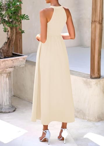 Image of KIRUNDO Summer Dresses for Women 2026 Halter Maxi Wedding Guest Party Cocktail Semi Formal Elegant Classy Long Sundress