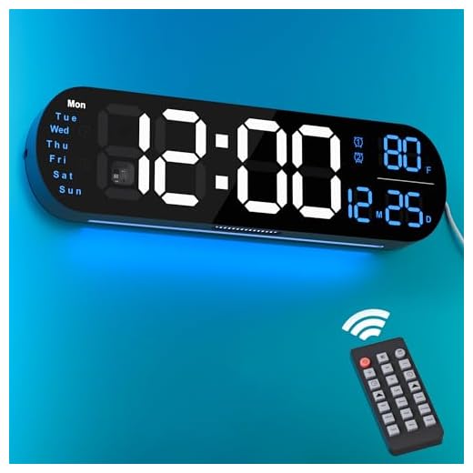 Digital Wall Clock Large Display, 13.7 inch Large Digital Wall Clock with RGB Color Changing Remote Control, Date Week Temperature DST, Auto Brightness Dimmer Big Clock with Night Lights
