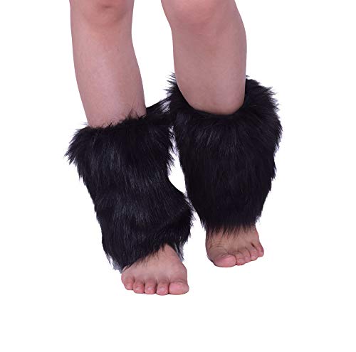 Nanxson Women Short Fur Leg Warmer Short Boot Sleeves Ttw0071 (Black) #TOP1