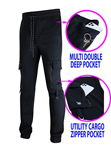 SCREENSHOT Sports Mens Interlock Fleece Utility Athletic Jogger Workout Zipper Pockets Sweatpants3