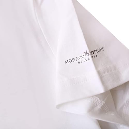 Mobaco Side Printed Logo Short Sleeves Ribbed Round Neck Jersey T-shirt for Men - White, XL