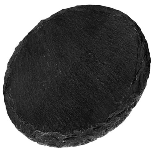 Plato redondo de piedra natural 22.5 cm negro miniatura 1