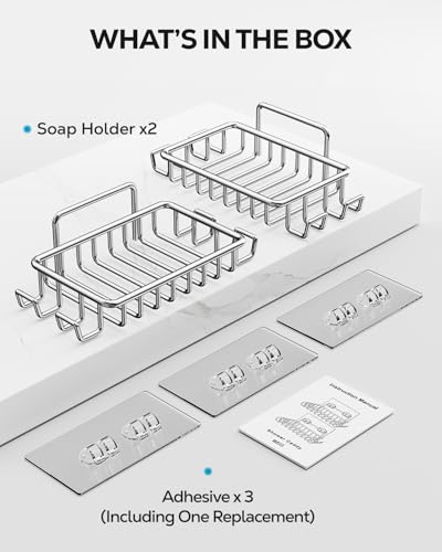 image for Nieifi Soap Dish,Bar Soap Holder for Shower Wall with 4 Hooks Stainles