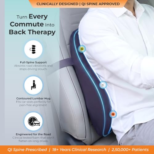 Image of Back Support for Office Chair | 5-Year Warranty | Premium Memory Foam Lumbar Support Pillow | Orthopedic Backrest for Lower Back Pain Relief | Ergonomic Chair & Car Cushion (XL) (Blue)