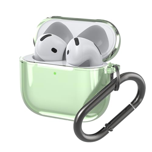 Case for AirPods 4 Cover Soft Skin Silicone Case Cover Transparency Anti-Drop Case for Men Women (Transparent Green)