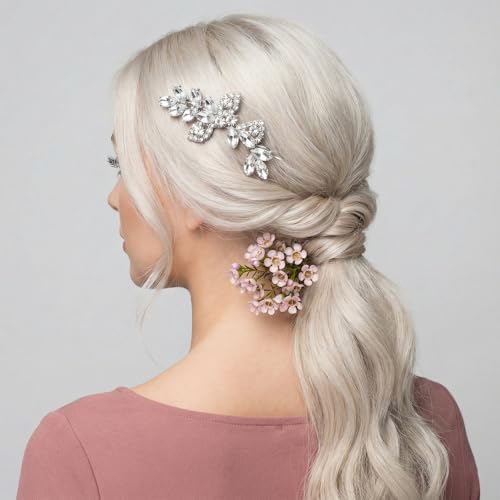 4 piezas pinzas para cabello con rhinestones plateadas miniatura 6