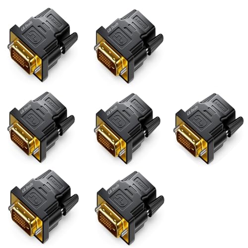Image of DVI to HDMI Adapter, DVI 24+1 Male to HDMI Female High Speed Adapter Converter Gold Plated Support 1080P for HDTV, Plasma, DVD, Projector, Computer (Black) (Pack of 7)