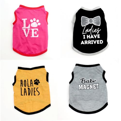 Ropa de verano para mascotas PANGBOER con chalecos estampados divertidos sin mangas 7