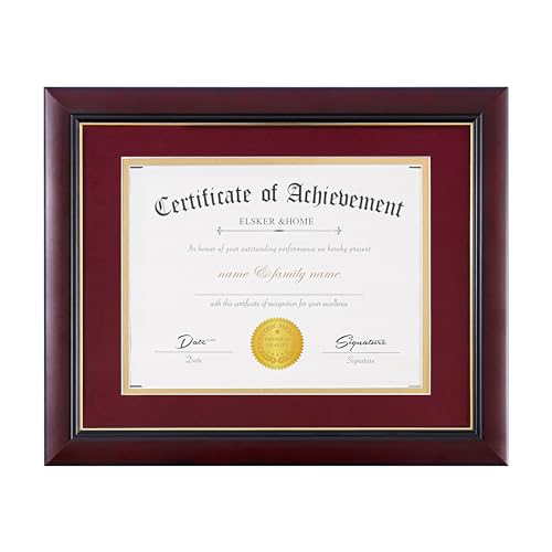 Image of ELSKER&HOME 8.5x11 Diploma Frame with Velvet Red Mat,Real Black Wood