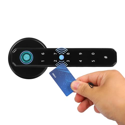 Smart Lock Aluminium Alloy Fingerprint Door Handle, Type-C Port, Black