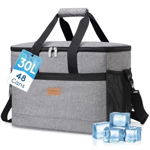 Lifewit Borsa Frigo 33L, Borse Termica Morbida per Surgelati, Grande Borsetta Termiche Porta Pranzo per Uomini e Donne, Cooler Bag per Mare, Spiaggia, Viaggio, Campeggio, Barbecue, Grigio