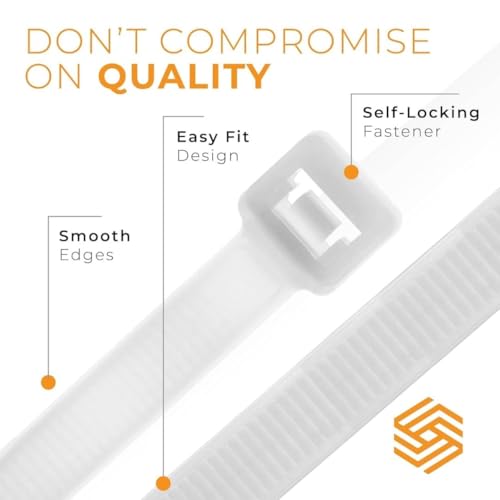 Image of GTSE 8 Inch Silver /Gray Zip Ties, 100 Pack, 50lb Strength, UV Resistant Strong Nylon Grey Cable Ties, Self-Locking 8 inch Tie Wraps
