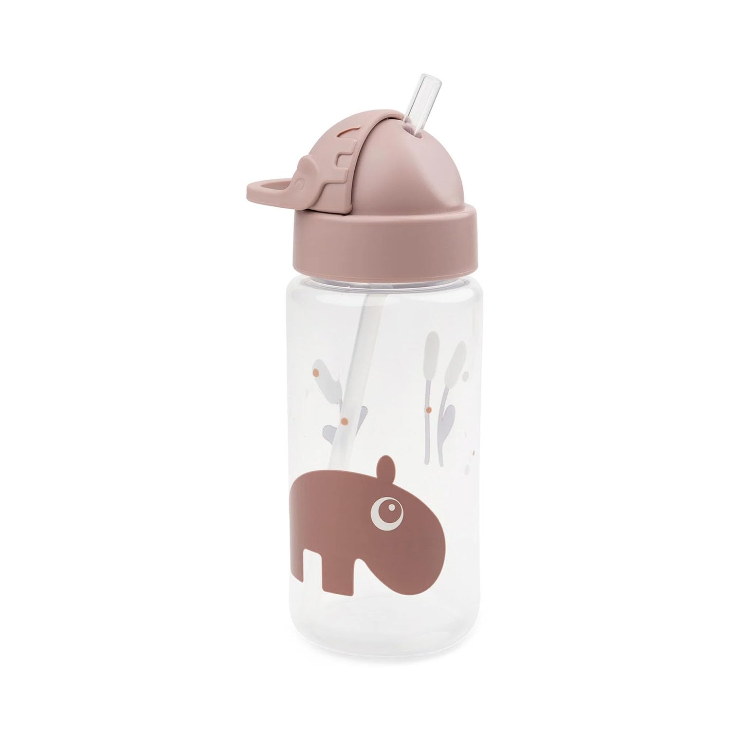 Done by Deer Gourde avec paille Ozzo Rose - 350 ml - Avec paille de réserve et embout - Ø6,5 x H 20 cm - 100 % polypropylène, bec : 100 % silicone, tous deux de qualité alimentaire