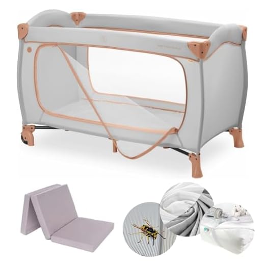 hauck Kinderreisebett Sleep N Play Go Plus XXL-Set – inkl. Matratze, Spannbettlaken, Insektenschutz & wasserdichter Betteinlage – faltbares Babyreisebett – Dusty Cork
