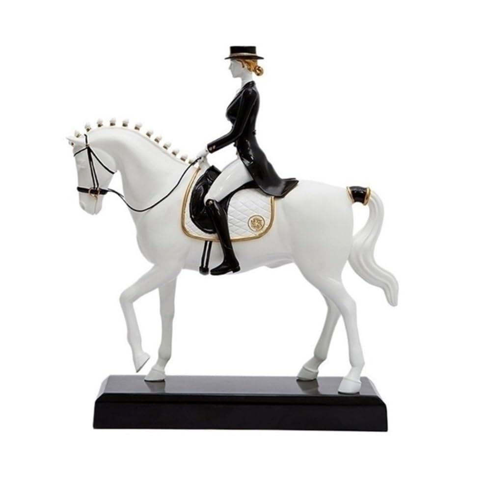 zhuyanbo007 Desk Statue, Simple Horse Riding Figure Sculpture Home Ornaments Living Room Study Decoration(White)