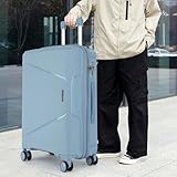 Fly Kite Luggage 24 Inch Medium Suitcase 100% Polypropylene, Hard Shell with Aluminium Trolley Handle, Real TSA 3 Digit Secure Lock 360° Smooth Wheels Lightweight Suitcase|Grey Blue - Image 9