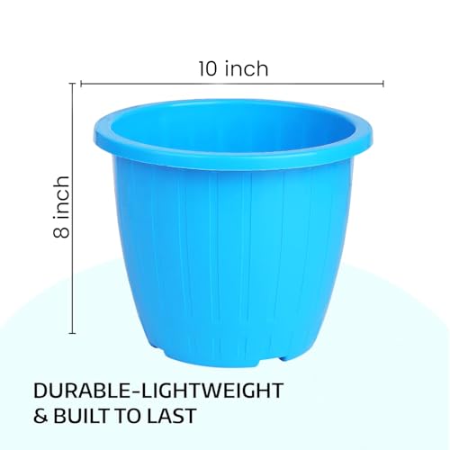 Image of Go Hooked Sunshine Flower Pot /Planters for Home Decor, Plastic Pots for Gardening /Home, Flower Pots Indoor-Outdoor & Planter for Plants (Blue) (Pack of 2)