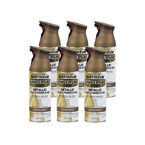 Image of Rust-Oleum 260728-6PK Universal All Surface Metallic Spray Paint, 11 oz, Antique Brass, 6 Pack