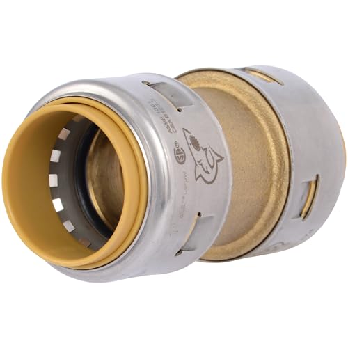 SharkBite Max 1 Inch Coupling, Push to Connect Brass Plumbing Fitting, PEX Pipe, Copper, CPVC, PE-RT, HDPE, UR020A